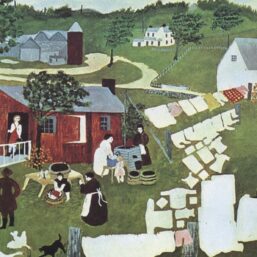 Grandma Moses Vintage book page print "Wash Day" 1945