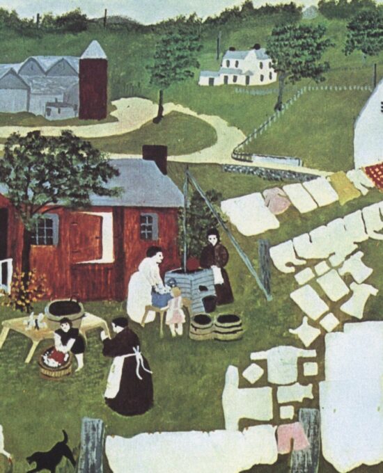 Grandma Moses Vintage book page print “Wash Day” 1945