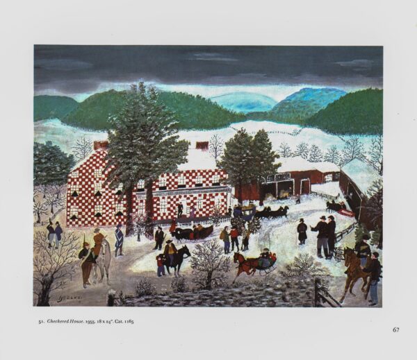 Grandma Moses "Checkered House"  Vintage art book page 13 x 12" Folk art primitive