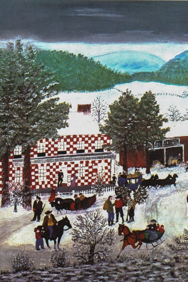Grandma Moses "Checkered House"  Vintage art book page 13 x 12" Folk art primitive - Image 2