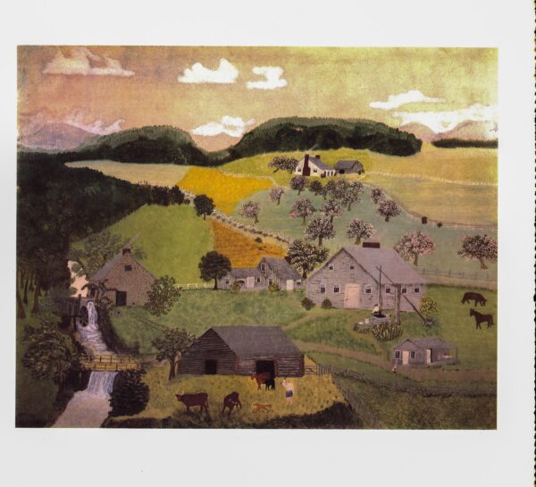 Grandma Moses "The Old Oaken Bucket" [c.1943] Vintage book page 13 x 12" Folk art / Americana