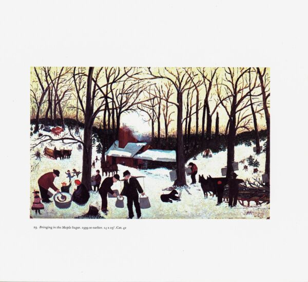 Grandma Moses "Bringing in the Maple Sugar" [c.1939] Vintage book print 13 x 12" Folk art / Primitive - Image 2