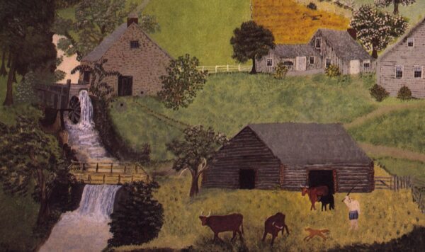 Grandma Moses "The Old Oaken Bucket" [c.1943] Vintage book page 13 x 12" Folk art / Americana - Image 3