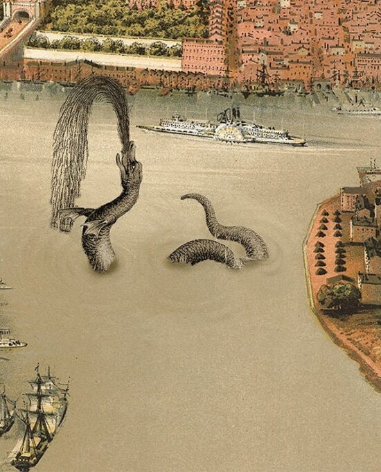 Currier & Ives “New York and the Great East River Serpent of 1872” print