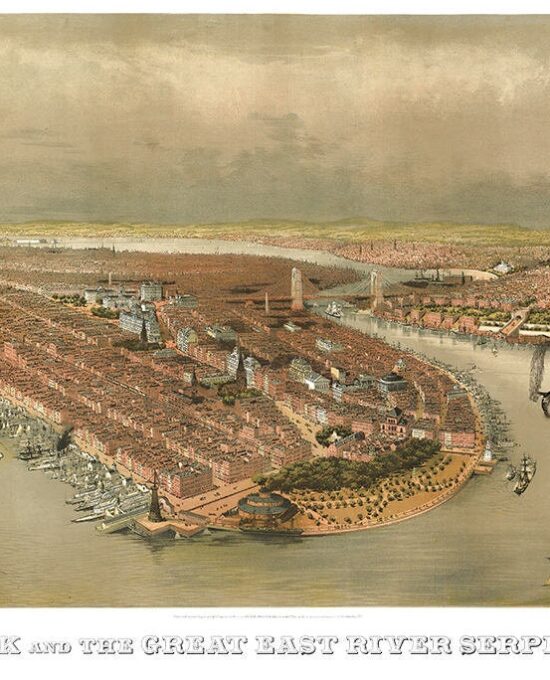 Currier & Ives “New York and the Great East River Serpent of 1872” print