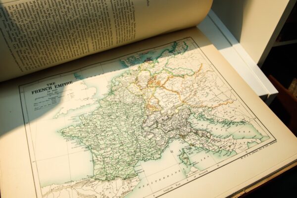 Antique atlas "The Latin Nations" [1903]  22 full color maps Cloth & leather bound large hardcover 12 x 15 1/2" France Spain Italy Explorers - Image 8