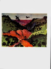 Georgia O'Keeffe print 1917 "Canyon with Crows"  10 1/4" x 14" vintage book page  Ready to frame