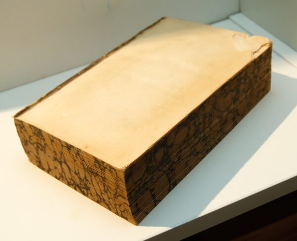 c.1819 "A Topographical & Historic Description of the County of York" Antique marbles text block w- 4 fold-out maps Numerous illustrations - Image 3