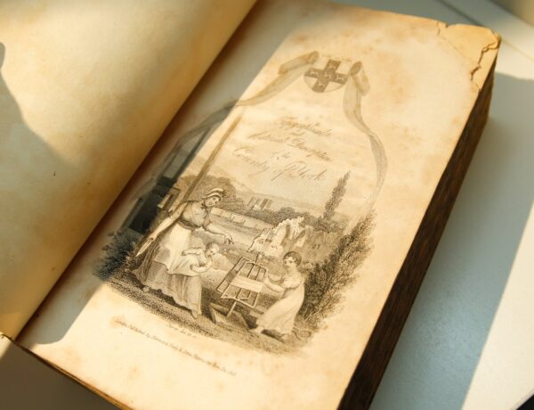 c.1819 "A Topographical & Historic Description of the County of York" Antique marbles text block w- 4 fold-out maps Numerous illustrations - Image 4