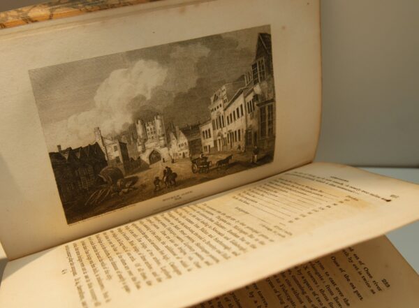 c.1819 "A Topographical & Historic Description of the County of York" Antique marbles text block w- 4 fold-out maps Numerous illustrations - Image 6