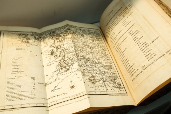 c.1819 "A Topographical & Historic Description of the County of York" Antique marbles text block w- 4 fold-out maps Numerous illustrations - Image 8