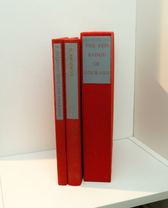 Numbered limited edition 2 volume set w- slipcase “The Red Badge of Courage – Facsimile & Apparatus [1973] Stephen Crane Buckram wrapped #92