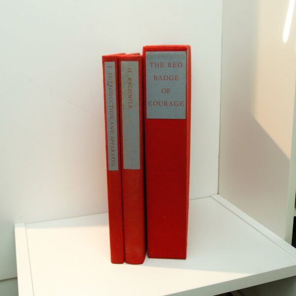Numbered limited edition 2 volume set w- slipcase "The Red Badge of Courage - Facsimile & Apparatus [1973] Stephen Crane Buckram wrapped #92