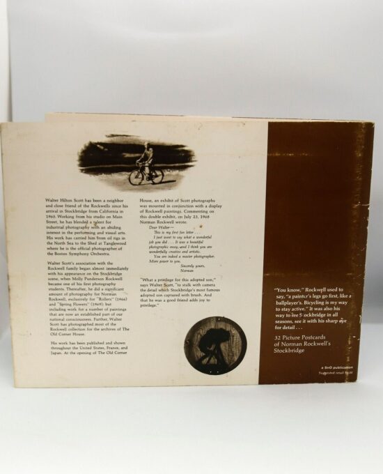 Norman Rockwell vintage book of photo postcards “Bicycle Tour of Stockbridge” First edition 1980 32 removable postcard Sepia Complete