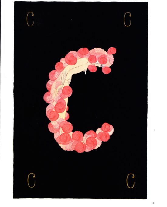 Erte The Alphabet series “C” & “D” 1977 Two-sided vintage book page