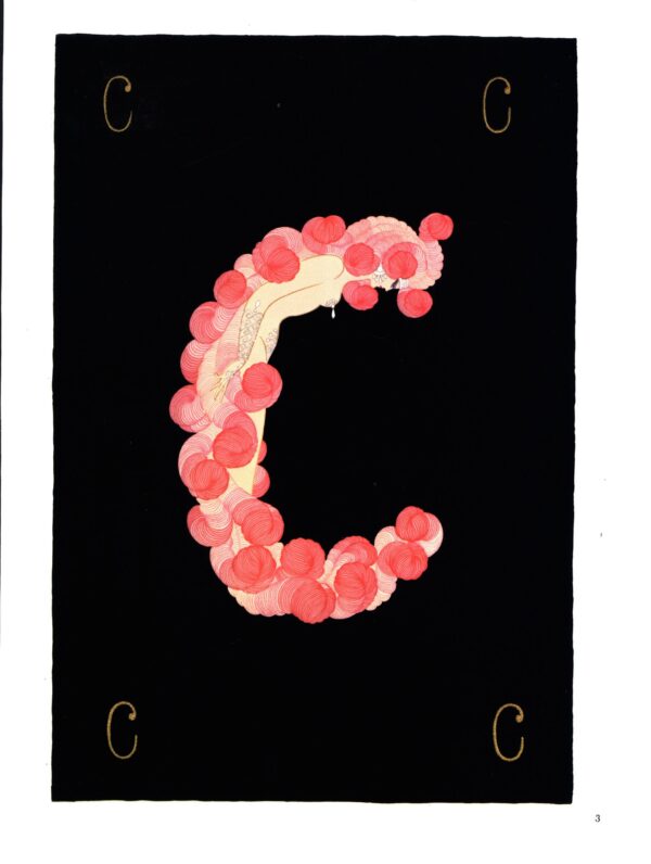 Erte The Alphabet series "C" & "D" 1977 Two-sided vintage book page - Image 2