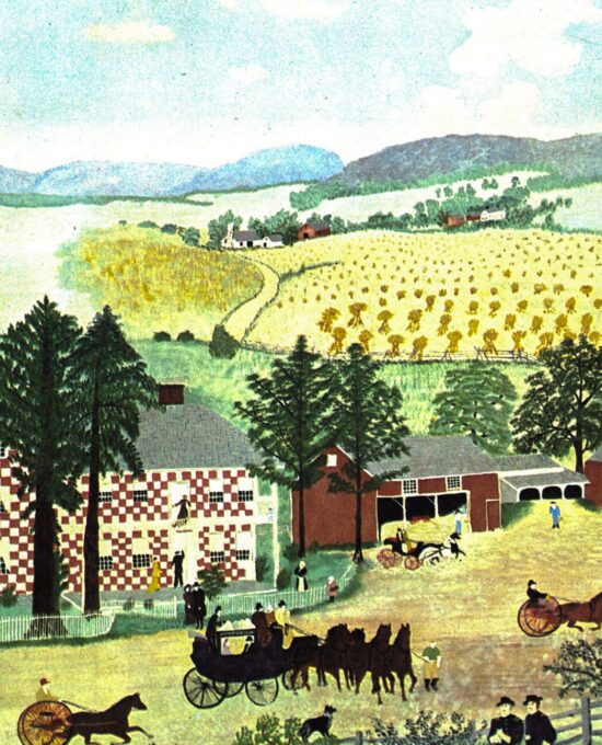 Grandma Moses “Checkered House” [1943] Vintage book page 13 x 12″ Folk art / Primitive