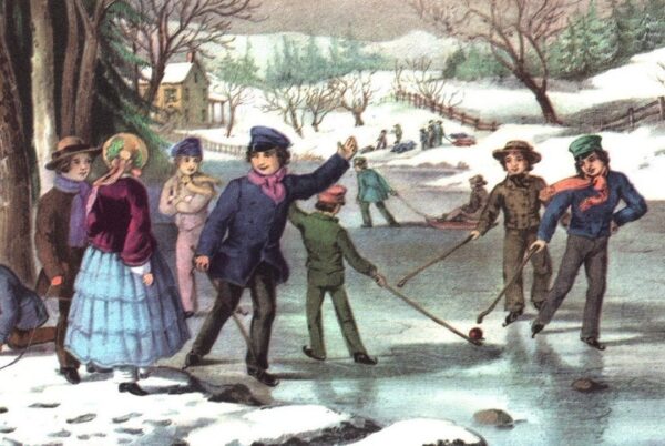 Winter Pastime Currier & Ives 15 x 11.5" Vintage book page - Image 2