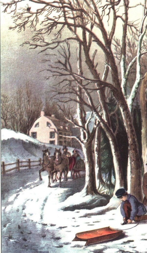Winter Pastime Currier & Ives 15 x 11.5" Vintage book page - Image 3