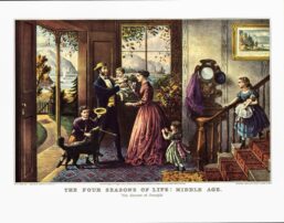The Four Seasons of Life - Middle Age "The Season of Strength" Currier & Ives  15 x 11.5" vintage art book page