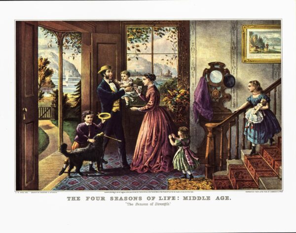 The Four Seasons of Life - Middle Age "The Season of Strength" Currier & Ives  15 x 11.5" vintage art book page