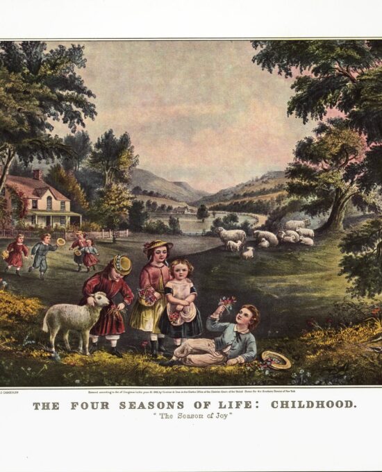 The Four Seasons of Life – Childhood “The Season of Joy” Currier & Ives 15 x 11.5″ vintage book page