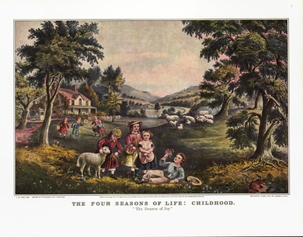 The Four Seasons of Life - Childhood "The Season of Joy" Currier & Ives 15 x 11.5" vintage book page