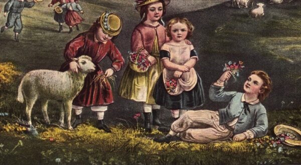 The Four Seasons of Life - Childhood "The Season of Joy" Currier & Ives 15 x 11.5" vintage book page - Image 2