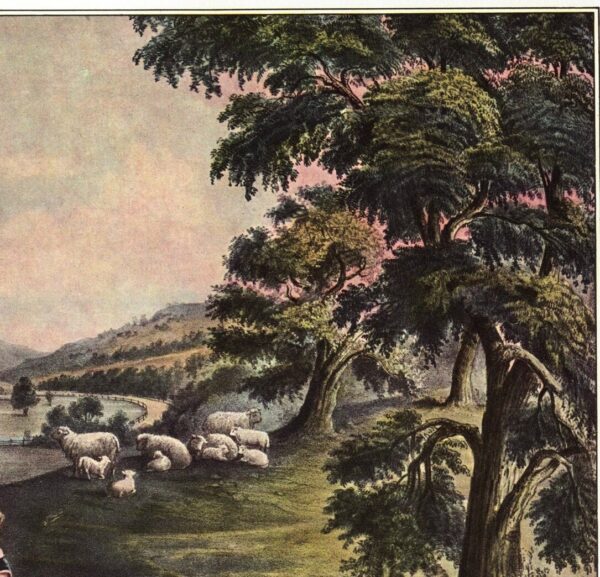 The Four Seasons of Life - Childhood "The Season of Joy" Currier & Ives 15 x 11.5" vintage book page - Image 3