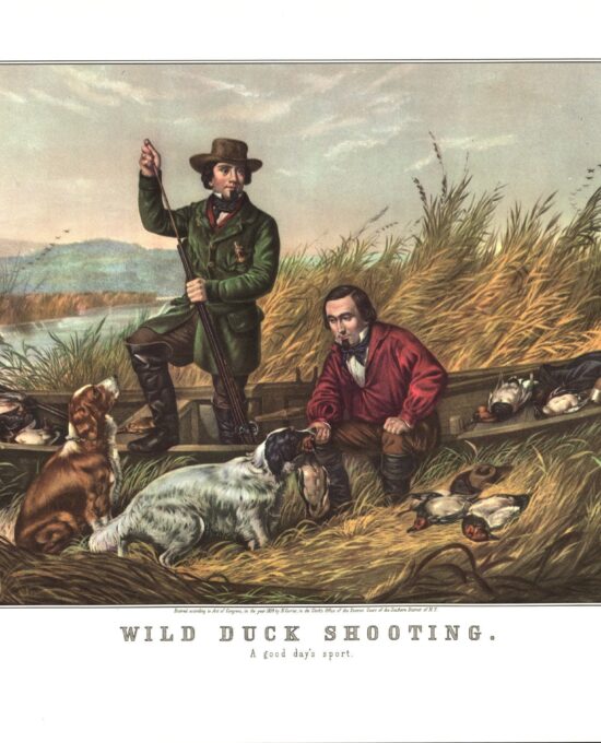 Wild Duck Shooting – A Good Day’s Sport [1854] 15 x 11.5″ vintage book plate Currier & Ives Americana