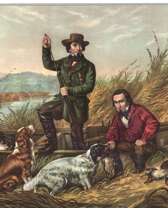 Wild Duck Shooting – A Good Day’s Sport [1854] 15 x 11.5″ vintage book plate Currier & Ives Americana