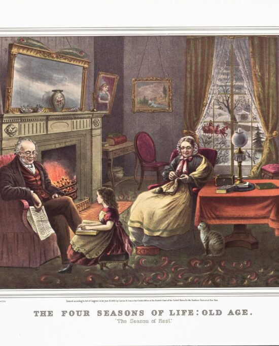 The Four Seasons of Life – Old Age “The Season of Rest” Currier & Ives [1868] 15 x 11.5″ vintage art book page