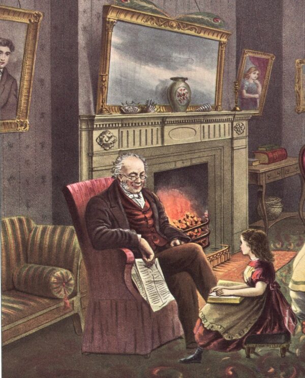 The Four Seasons of Life - Old Age "The Season of Rest" Currier & Ives [1868] 15 x 11.5" vintage art book page - Image 2
