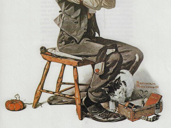 Norman Rockwell Vintage art book page "Man Threading a Needle" - Image 2