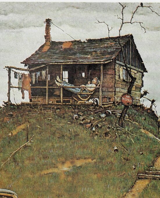 Norman Rockwell Vintage art book page “Fixing A Flat” August 1946