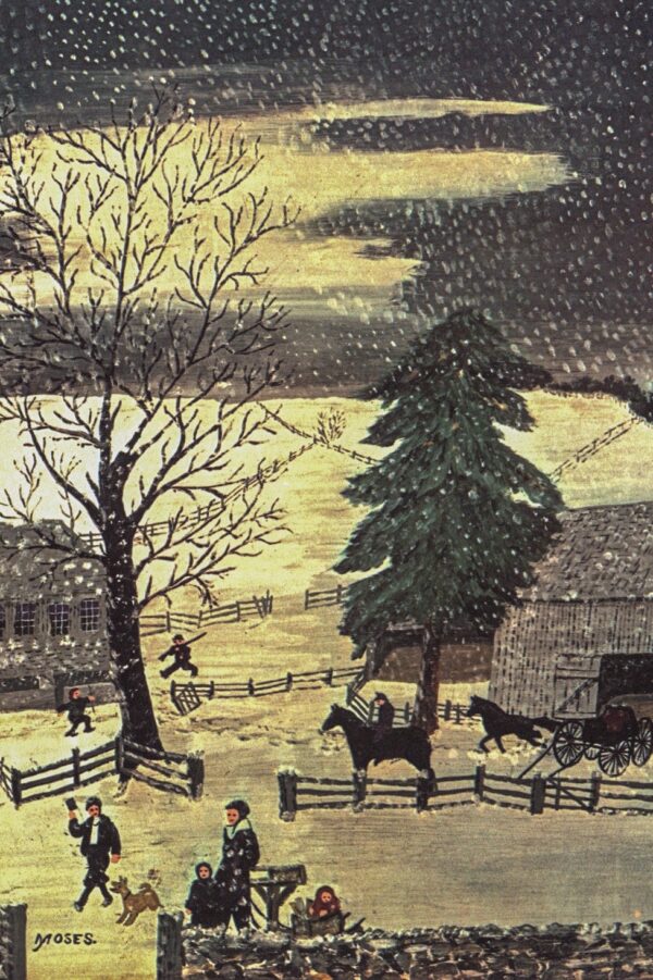 Grandma Moses "Over the River to Grandma's House / The Mailman Has Gone" [1941/9] Vintage book page 13 x 12" - Image 4