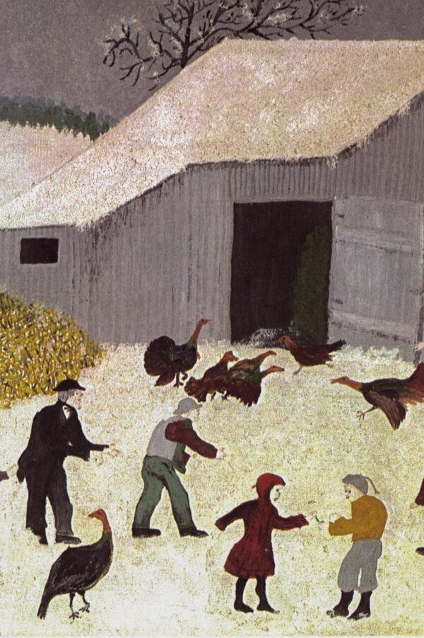 Grandma Moses "Thanksgiving Turkey / The Old Oaken Bucket in Winter" [1943/50] Vintage book page 13 x 12" - Image 2