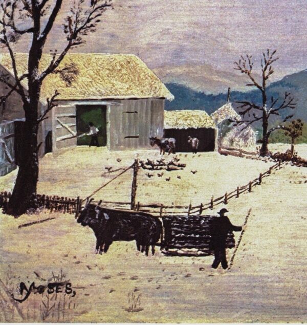 Grandma Moses "Home For Thanksgiving" [c.1940] Vintage book page 13 x 12" Folk art / Americana - Image 2