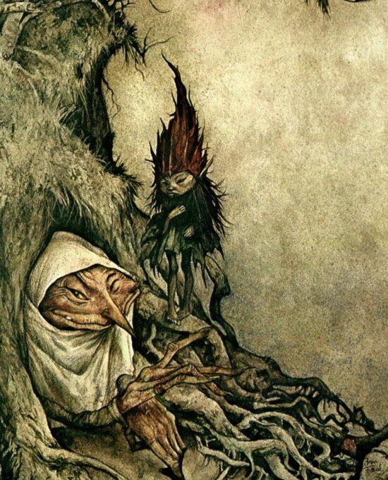 Brian Froud “There was an old woman lived under a hill…” Vintage art book page 1976 Nursery rhyme FREE SHIPPING