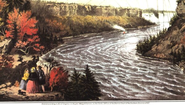 Niagara Falls "The Rail Road Suspension Bridge" 1856 Currier & Ives  15 x 11.5" Vintage art book page - Image 3