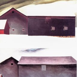 Georgia O'Keeffe print 1934/1926 "Barn with Snow / Lake George Barns" Original vintage color book page
