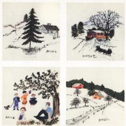 Grandma Moses Vintage book page print Ceramic tiles 1951-52