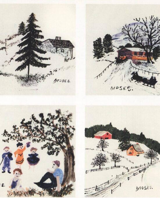 Grandma Moses Vintage book page print Ceramic tiles 1951-52