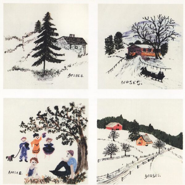 Grandma Moses Vintage book page print Ceramic tiles 1951-52
