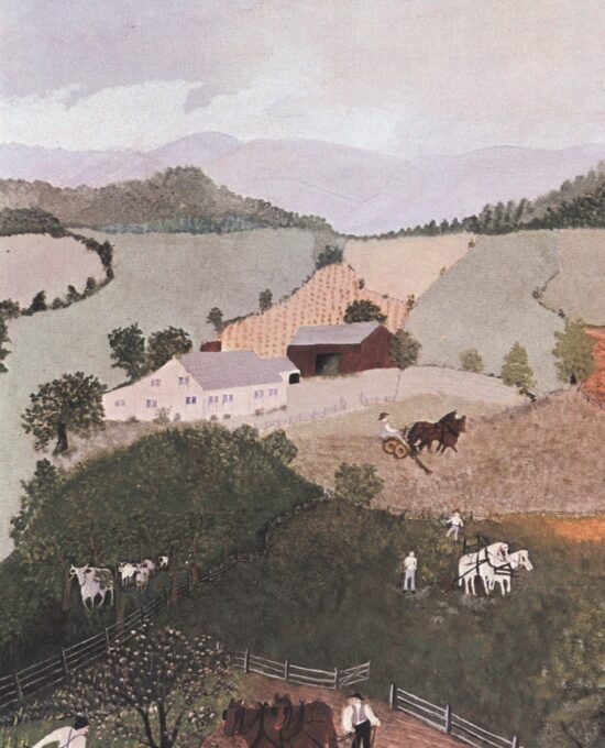 Grandma Moses Vintage book page print “The McDonnell Farm” 1943