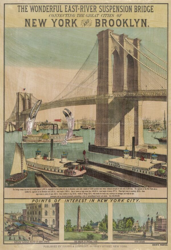The Great Crab of the East River Suspension Bridge [1883] New York & Brooklyn 13x19 or 17x22" poster - Image 2