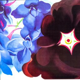 Georgia O'Keeffe print 1930 "Black Hollyhock, Black Larkspur" Original vintage color book page