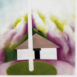 Georgia O'Keeffe print 1959 "Flagpole with White House" Original vintage color book page