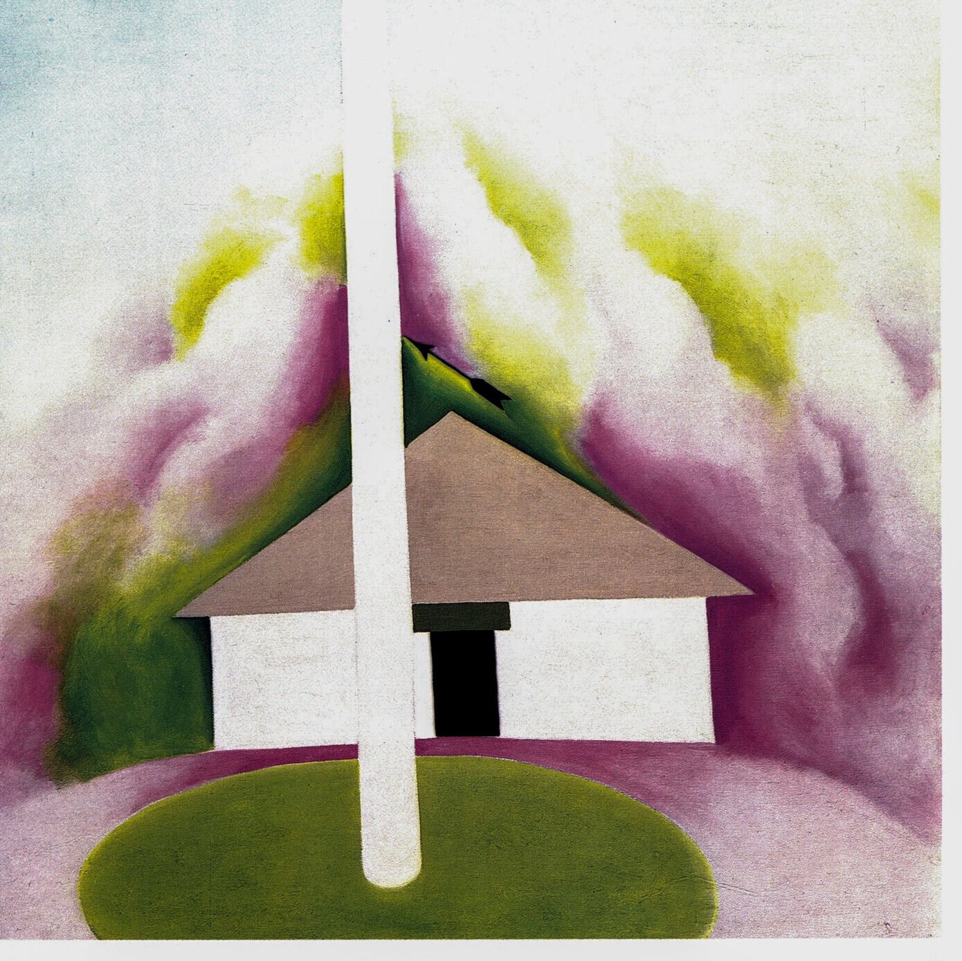 Georgia O'Keeffe print 1959 "Flagpole with White House" vintage lithographic print