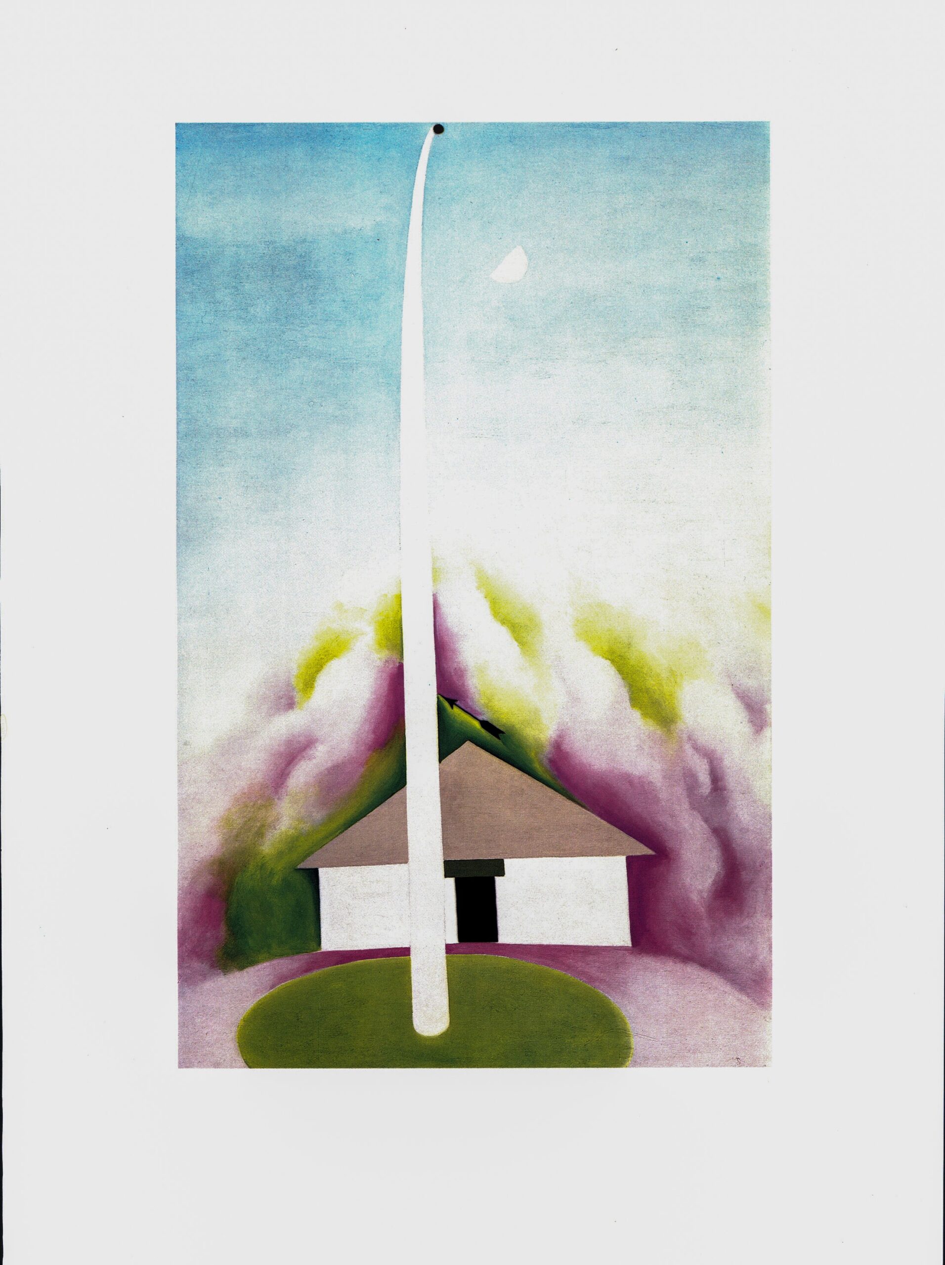 Georgia O'Keeffe print 1959 "Flagpole with White House" vintage lithographic print - Image 2